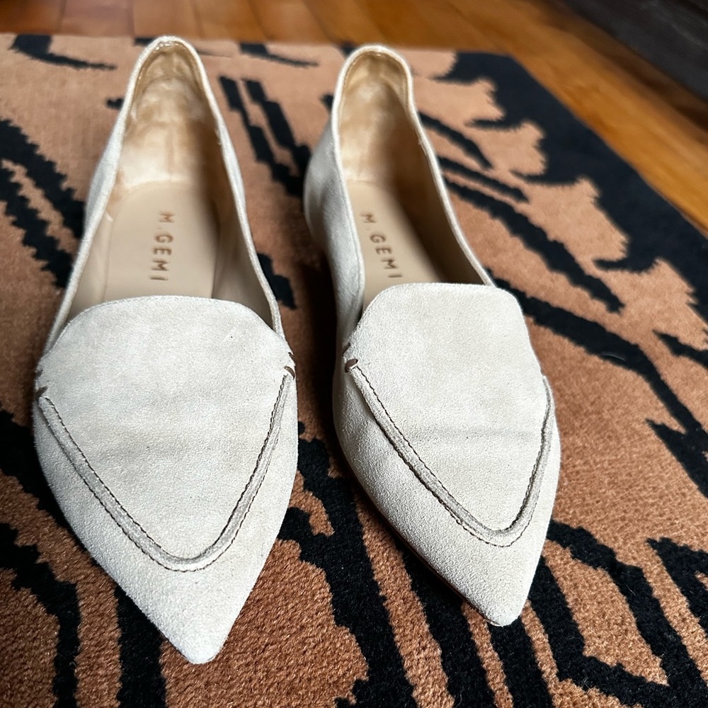 M. Gemi Beige Suede Pointed-Toe Flats